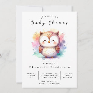 Bohemian Digital Owl Baby Shower Invitation