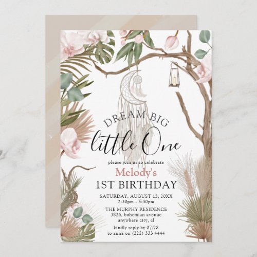 Bohemian Dream Big Boho Botanical 1st Birthday Invitation