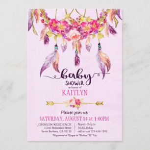Bohemian Dream Catcher Floral Baby Shower Invitation