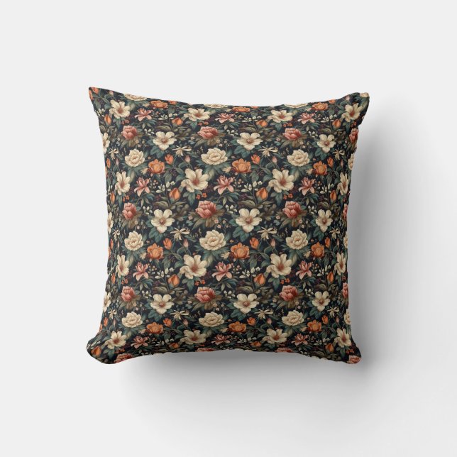 Bohemian Dreamcatcher Flowers Throw Pillow (Front)