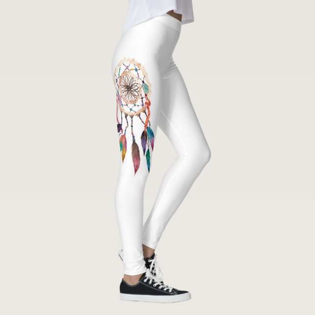 Bohemian Dreamcatcher in Vibrant Watercolor Paint Leggings (Right)