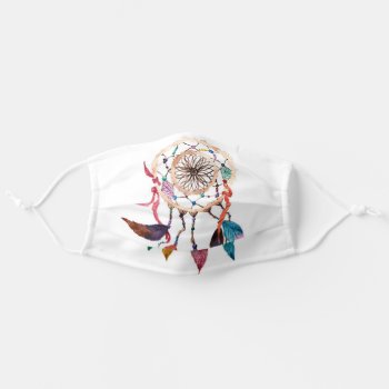 Bohemian Dreamcatcher Vibrant Watercolor Safety Adult Cloth Face Mask by BlackStrawberry_Co at Zazzle