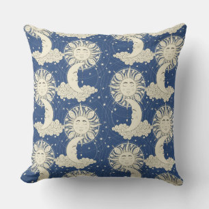 bohemian dreams blue throw pillow
