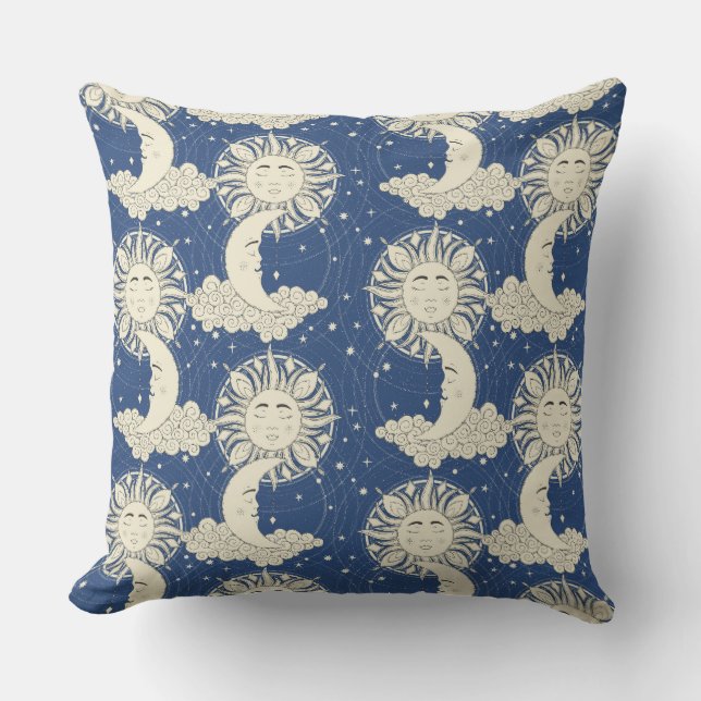 bohemian dreams blue throw pillow (Front)