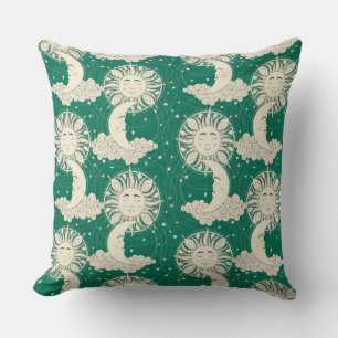 bohemian dreams green throw pillow