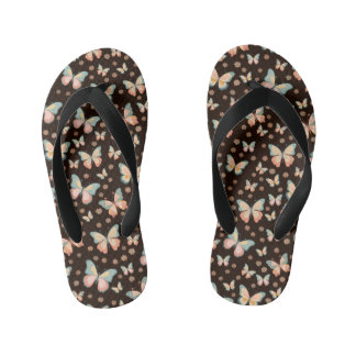 Bohemian dreams of butterflies and flowers on. kid's flip flops