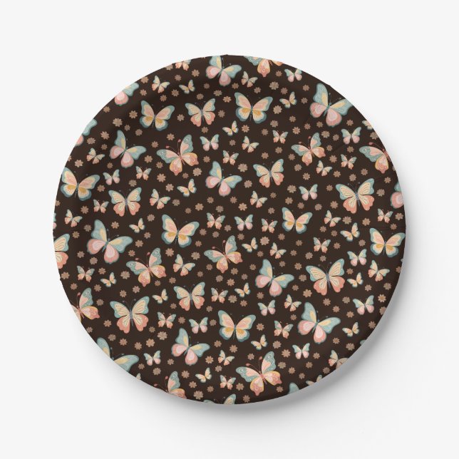 Bohemian dreams of butterflies and flowers on. paper plates (Front)