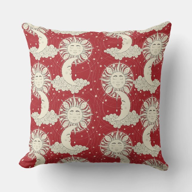 bohemian dreams red throw pillow (Front)