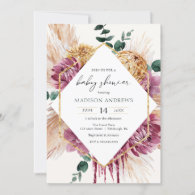 Bohemian Dried Bouquet Baby Shower Invitation