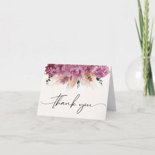 Bohemian Dried Bouquet Pampas Grass Thank You Note Card