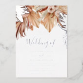 Bohemian Dried Floral Wedding Silver Foil Invitation (Front)