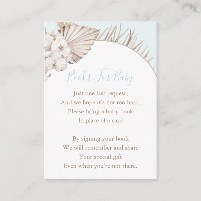 Bohemian Dried Palm Book For Baby Boy Shower Enclosure Card (Front)