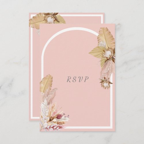  Bohemian Dried Palm  Pompas Grass  RSVP Card