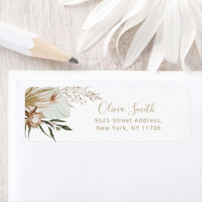Bohemian dried pampas grass return Address Label (Insitu)