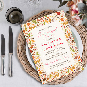 Bohemian Dried Rustic Autumn Fall Rehearsal Dinner Invitation
