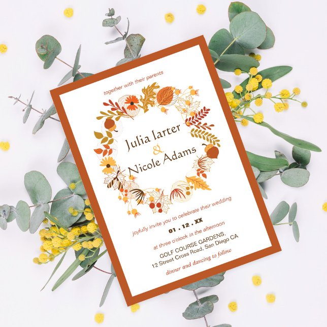 Bohemian Dried Rustic Floral Autumn Fall Wedding Invitation (Creator Uploaded)