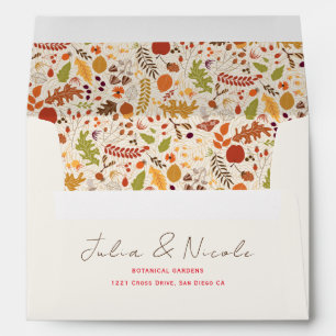 Bohemian Dried Rustic Floral Autumn Falls Wedding Envelope