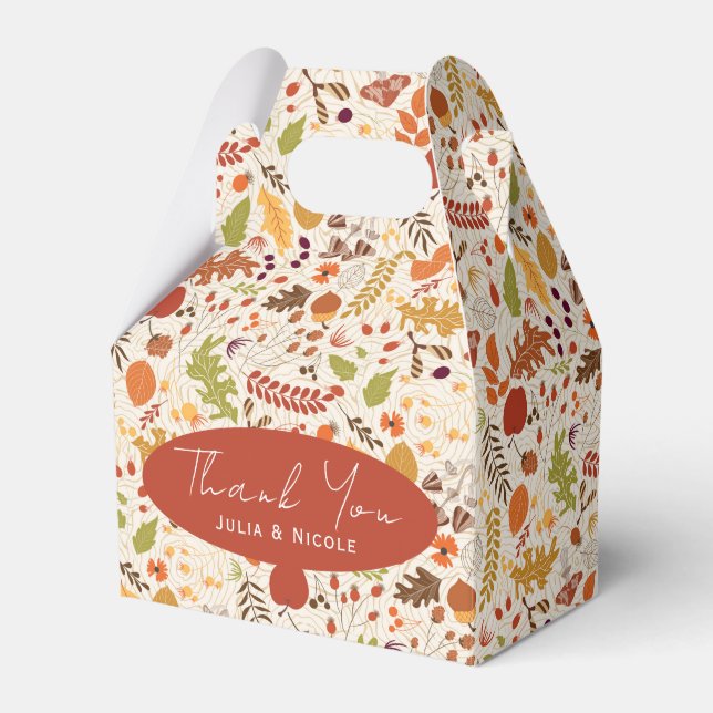 Bohemian Dried Rustic Floral Autumn Falls Wedding Favor Boxes (Front Side)