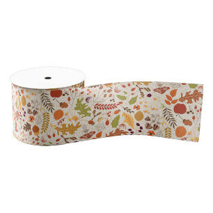 Bohemian Dried Rustic Floral Autumn Falls Wedding Grosgrain Ribbon