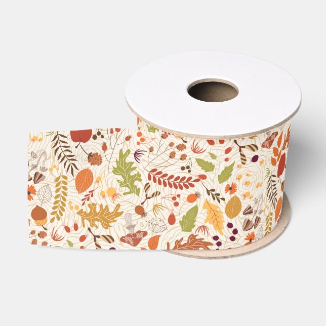 Bohemian Dried Rustic Floral Autumn Falls Wedding Grosgrain Ribbon (Spool)