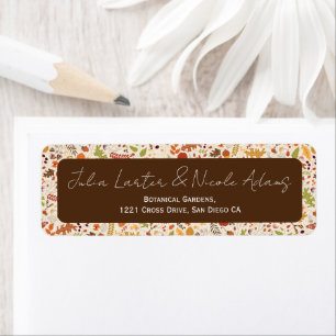 Bohemian Dried Rustic Floral Autumn Falls Wedding Label