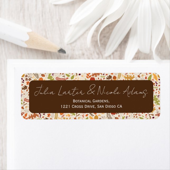 Bohemian Dried Rustic Floral Autumn Falls Wedding Label (Insitu)