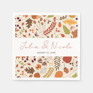 Bohemian Dried Rustic Floral Autumn Falls Wedding Napkins