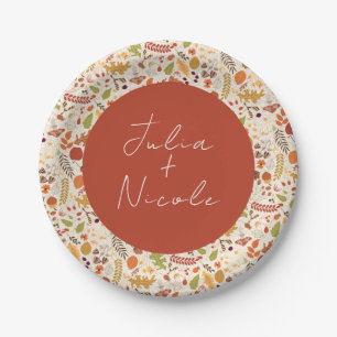 Bohemian Dried Rustic Floral Autumn Falls Wedding Paper Plates