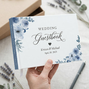 Bohemian Dusty Blue Floral Wedding Guest Book