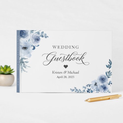 Bohemian Dusty Blue Floral Wedding Guest Book