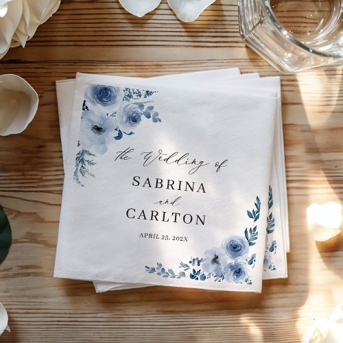 Bohemian Dusty Blue Floral Wedding Napkins