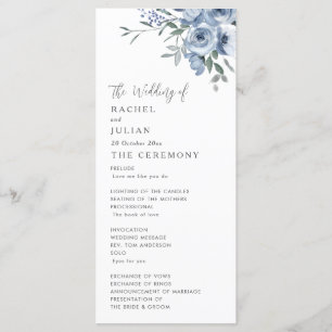 bohemian dusty blue floral wedding program