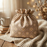 Bohemian Earth Tone Beige Mandala Geometric Fabric