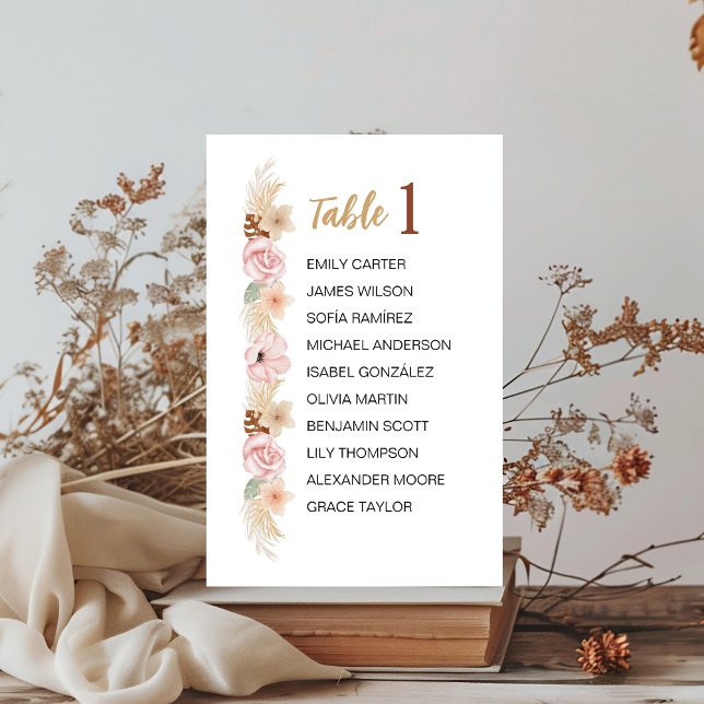 Bohemian Earth Tone Floral Guests  Wedding Table Pedestal Sign (Creator Uploaded)