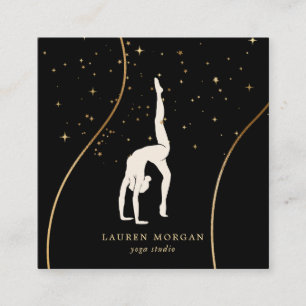 Bohemian Earth Tones Gold Yoga Studio Square Business Card