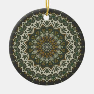 Bohemian Eclectic Style Green Leafy Mandala