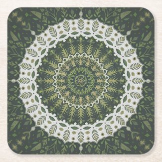 Bohemian Eclectic Style Green Leafy Mandala