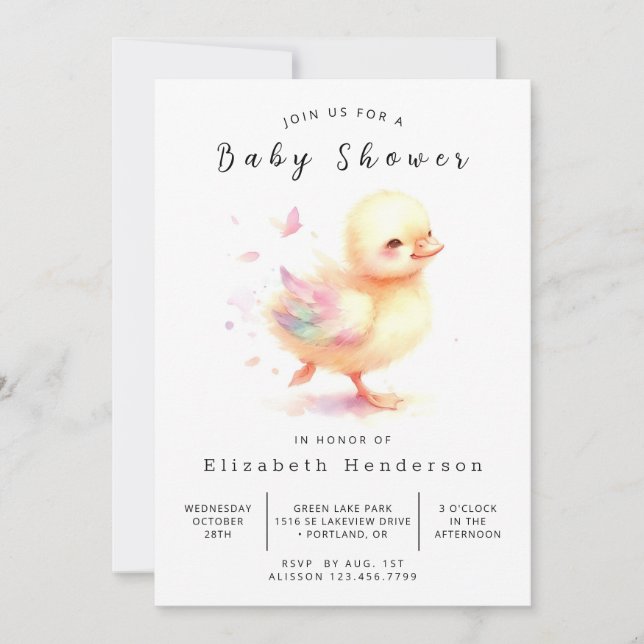 Bohemian Editable Duck Baby Shower Invitation (Front)