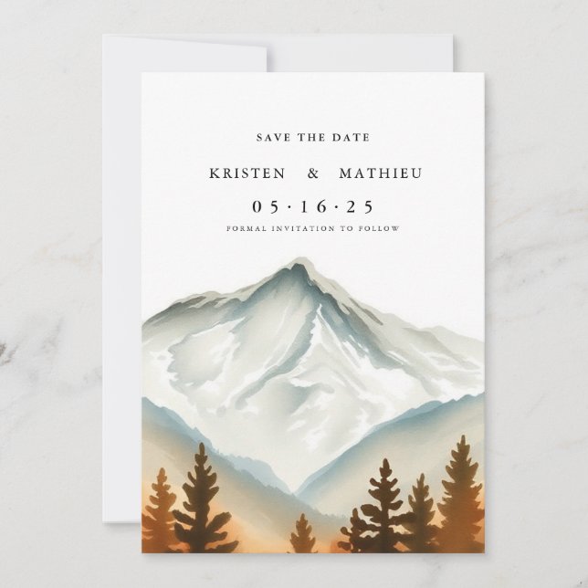 Bohemian Editable Mountain Save The Date (Front)