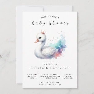 Bohemian Editable Swan Baby Shower Invitation