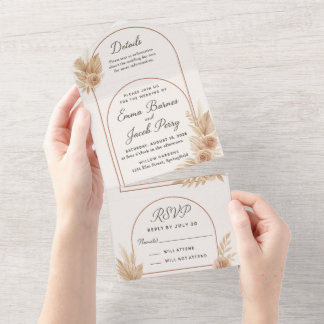 Bohemian Elegance All-In-One Wedding Invitation