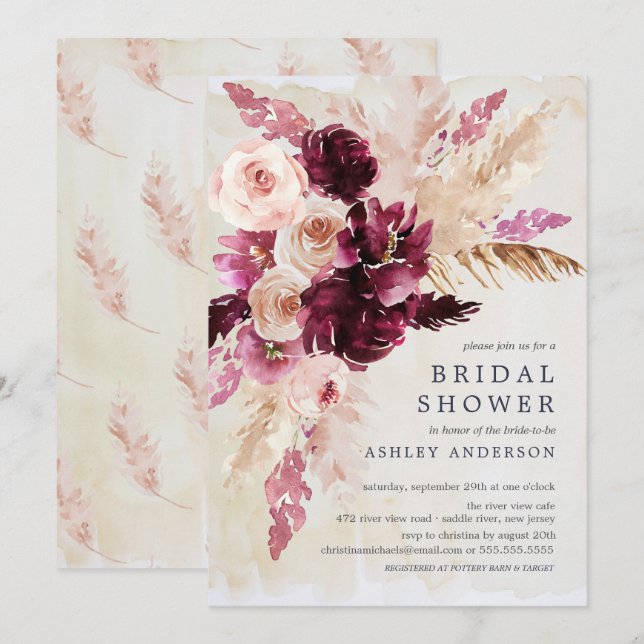 Bohemian Elegance Bridal Shower Invitation (Front/Back)
