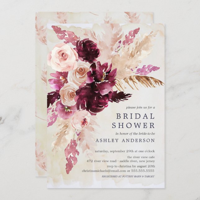 Bohemian Elegance Bridal Shower Invitation (Front/Back)