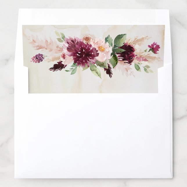 Bohemian Elegance Plum Flowers Floral Envelope Liner (In Envelope)