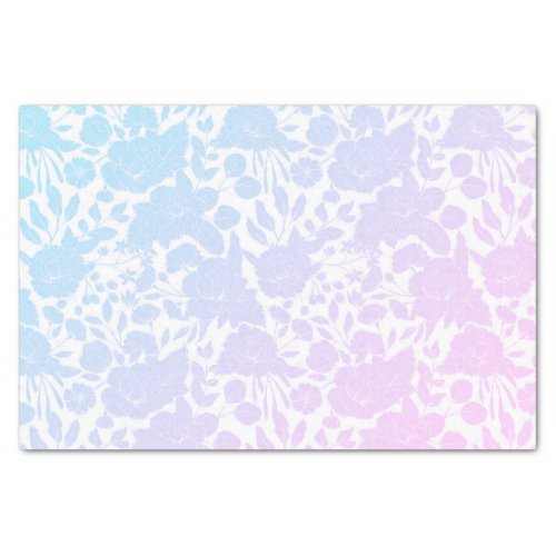 Bohemian elegant blush pink  blue gradient floral tissue paper