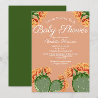 Bohemian Elegant Cactus Flowers Baby Shower