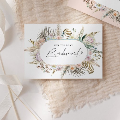 Bohemian Elegant Floral Bridesmaid Invitation Post Postcard