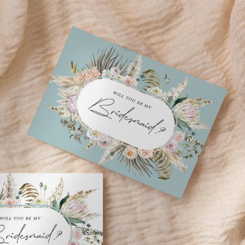 Bohemian Elegant Floral Bridesmaid Invitation Postcard