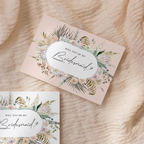 Bohemian Elegant Floral Bridesmaid Invitation Postcard