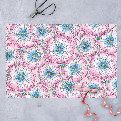 Bohemian Elegant Pastel Pink Blue Flowers 